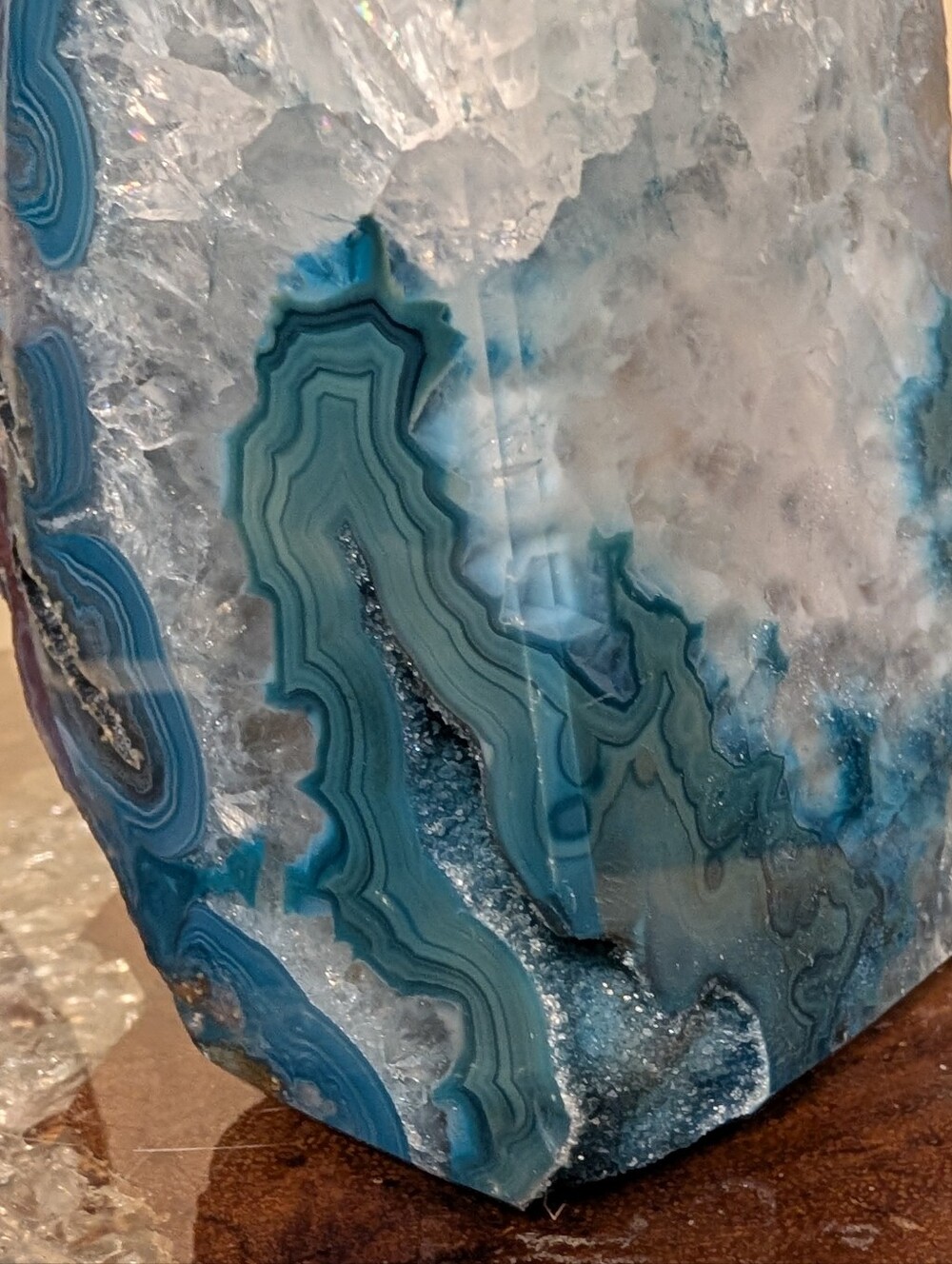 Agate Geodes Pair of Dyed Sections in Pink & Teal w/ Druzy - Picture 15 of 16